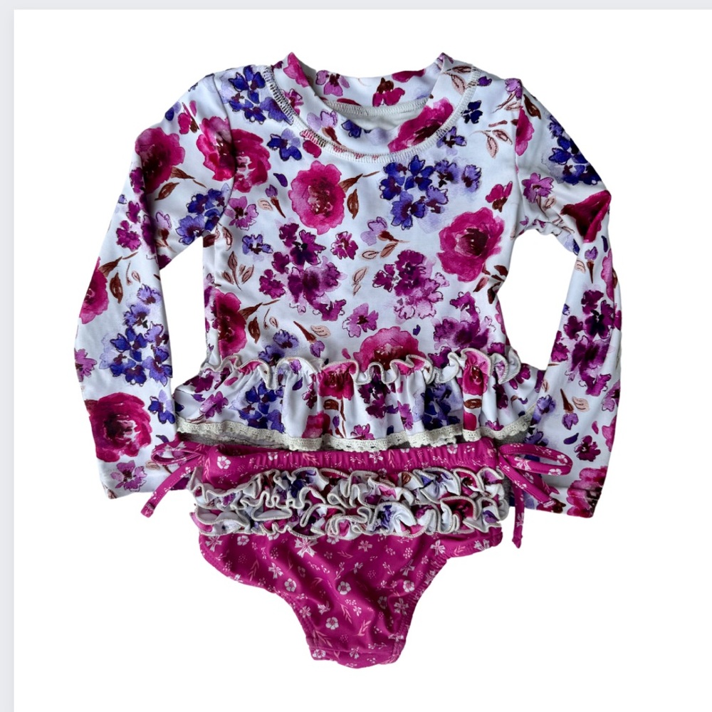 Cheeky Plum Tankini bathing suit, EUC 12-18m